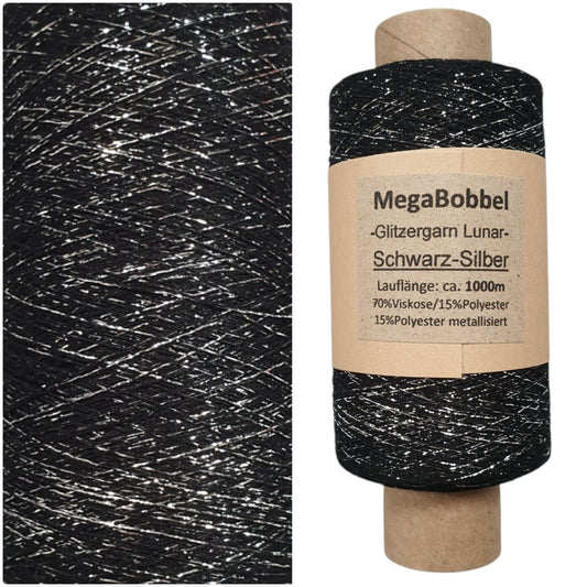 Lunar - Glitzergarn - Schwarz-Silber (BG) - 1000m