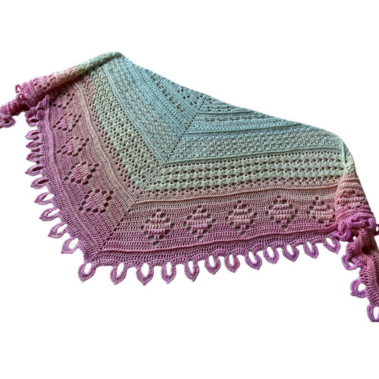 Häkelanleitung - flaches Dreieckstuch "Pfirsichreise"