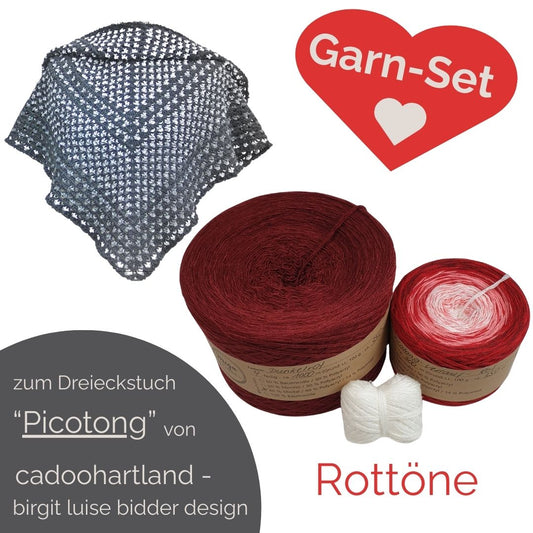 Modalgarn-Set für das Dreieckstuch "Picotong" (ohne Anleitung) - Rottöne