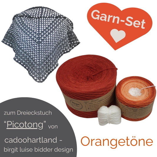Modalgarn-Set für das Dreieckstuch "Picotong" (ohne Anleitung) - Orangetöne