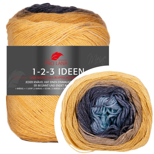 Pro Lana - 1-2-3 IDEEN Farbverlaufsgarn - 22 gelb/blau- 100% Baumwolle