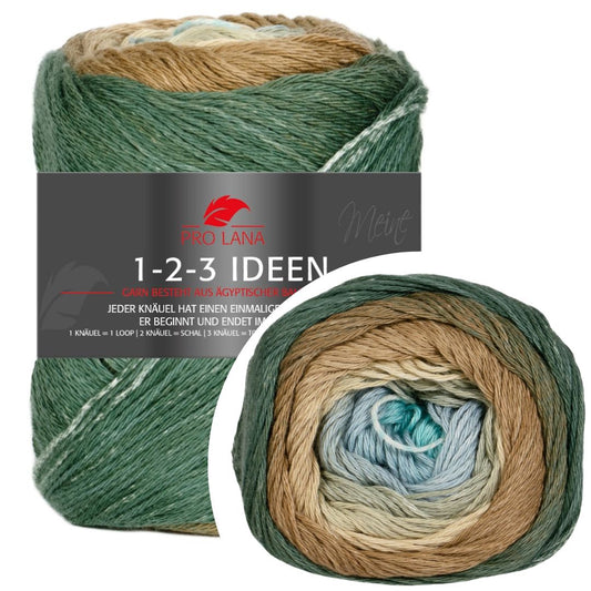 Pro Lana - 1-2-3 IDEEN Farbverlaufsgarn - 17 grün/beige - 100% Baumwolle