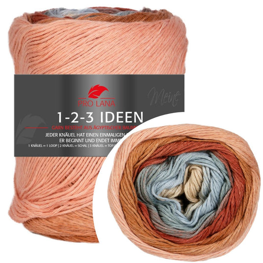 Pro Lana - 1-2-3 IDEEN Farbverlaufsgarn - 16 appricot/mint - 100% Baumwolle