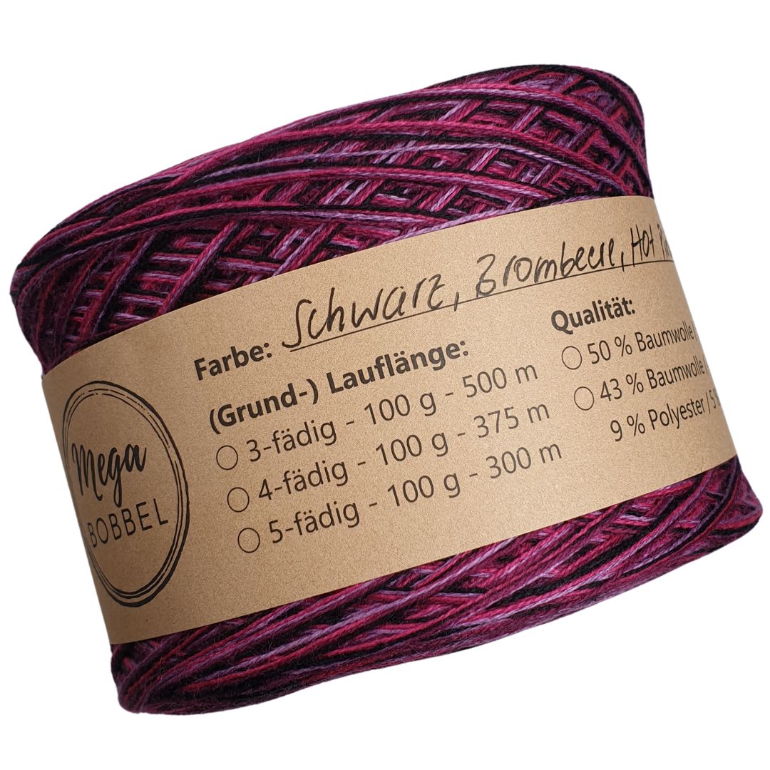 AB - melierter-Bobbel *Schwarz, Brombeere, Hot Pink, Milka* ( 4 fädig - ca. 1500m)