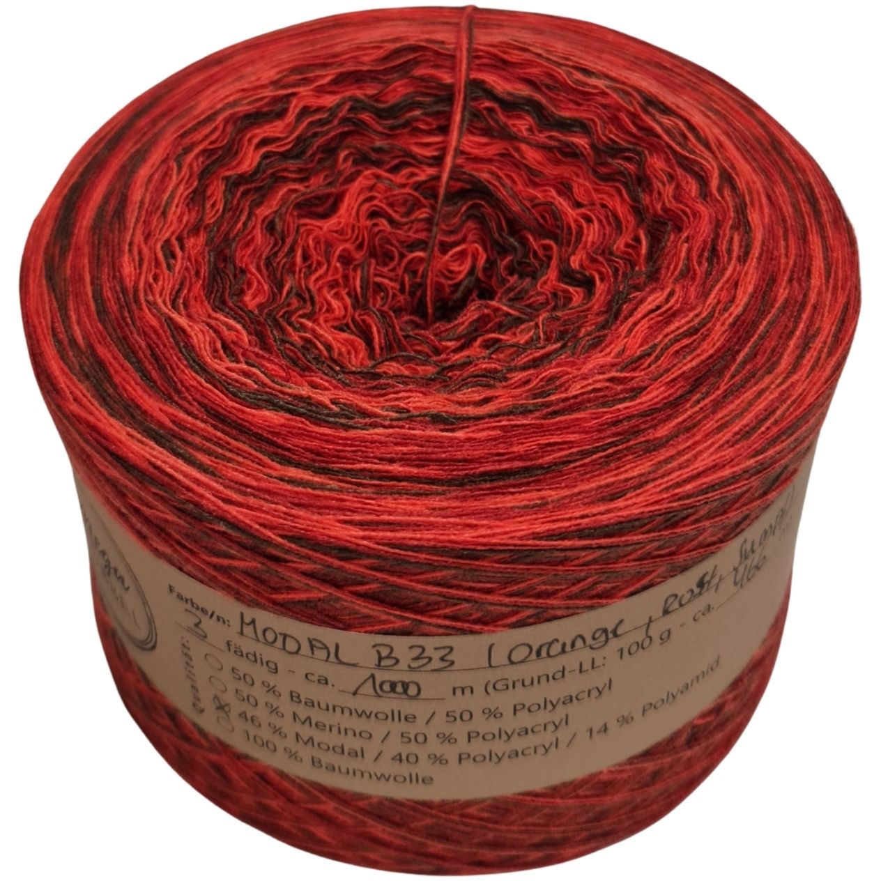 MODAL - B33 Orange, Rost, Sumpf meliert - 3 fädig - 1200m