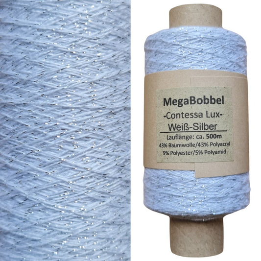 Contessa Lux - Glitzergarn - Weiß-Silber- (BG97) - 500m