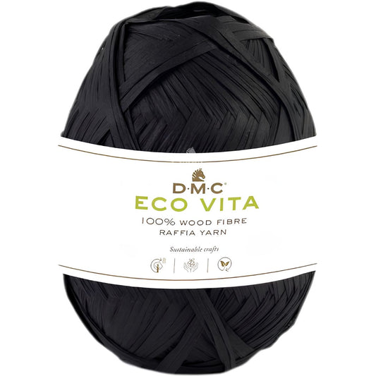 DMC Eco Vita Raffia - 100% Holzfaser (50g-100m) - 002 Schwarz