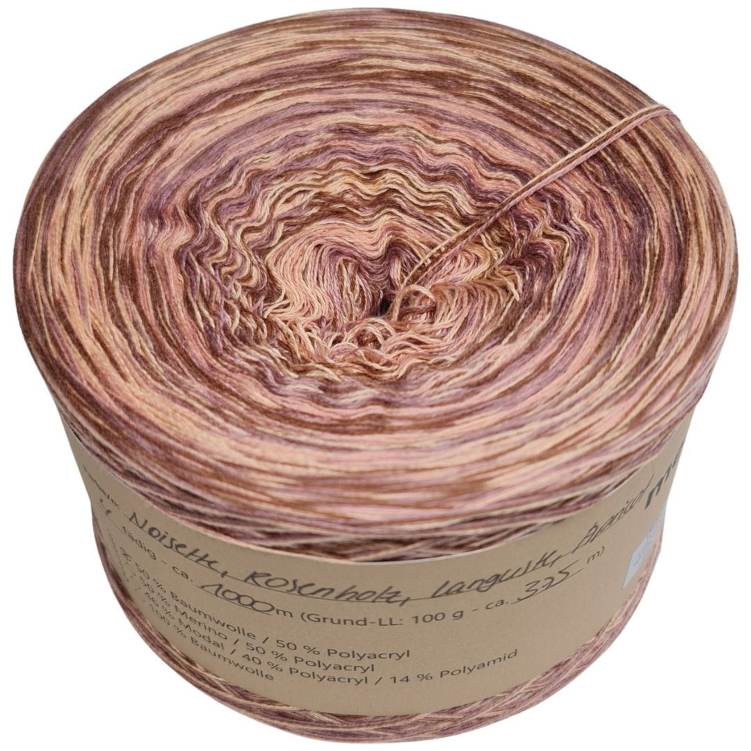 Noisette-Rosenholz-Languste-Apricot- meliert / Ohne Verlauf - 1000m (T1)