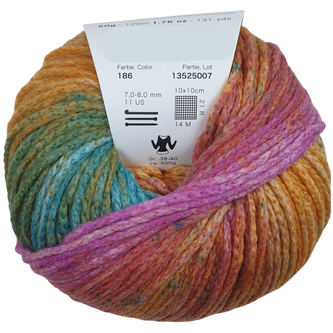 Pro Lana - FANTASIA - 50g/120m - Kettgarn mit Farbverlauf - 186 bunt