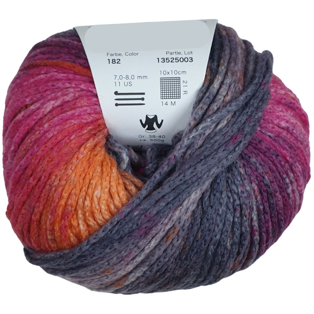 Pro Lana - FANTASIA - 50g/120m - Kettgarn mit Farbverlauf - 182 Grau Orange Pink