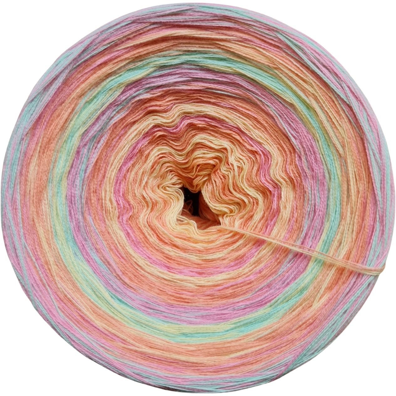 AB - Bunter Bobbel (4 fäd.- ca. 1200m - Außenfarbe: Rosa+Pistazie) - Einzelstück