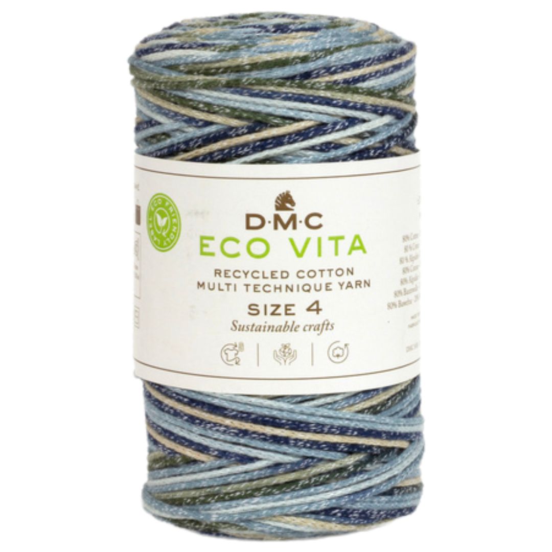 DMC Eco Vita 4 (Multicolor 250g) - 80% recycelte Baumwolle / 20% Polyester - 101