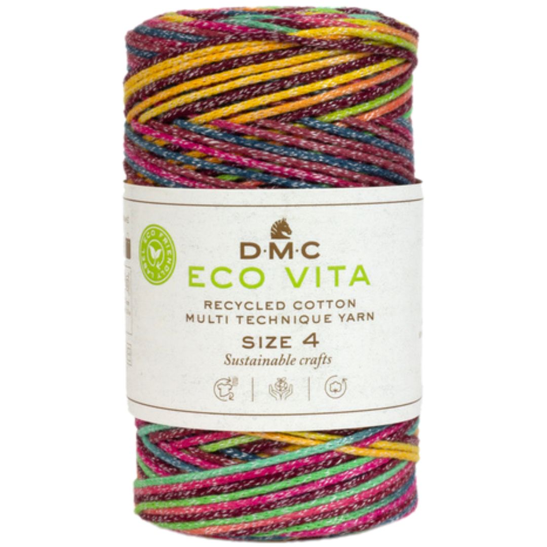 DMC Eco Vita 4 (Multicolor 250g) - 80% recycelte Baumwolle / 20% Polyester - 107