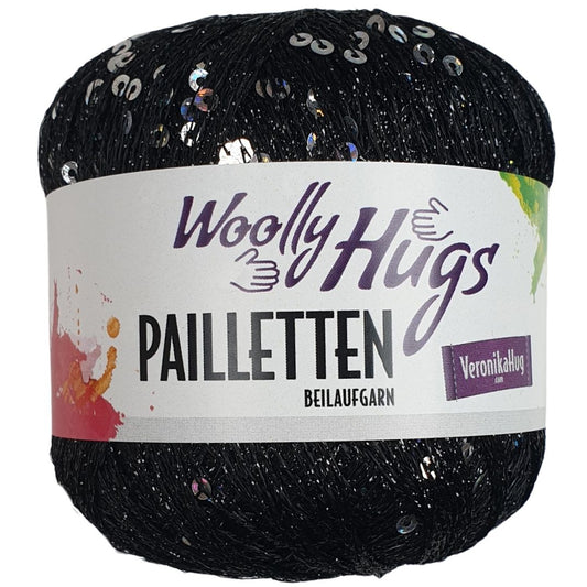 Woolly Hug - Paillettengarn - 304 Schwarz / silber Pailletten - 435m