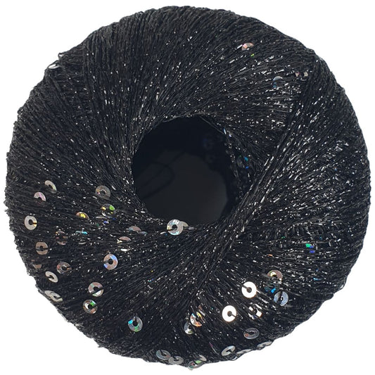 Woolly Hug - Paillettengarn - 304 Schwarz / silber Pailletten - 435m