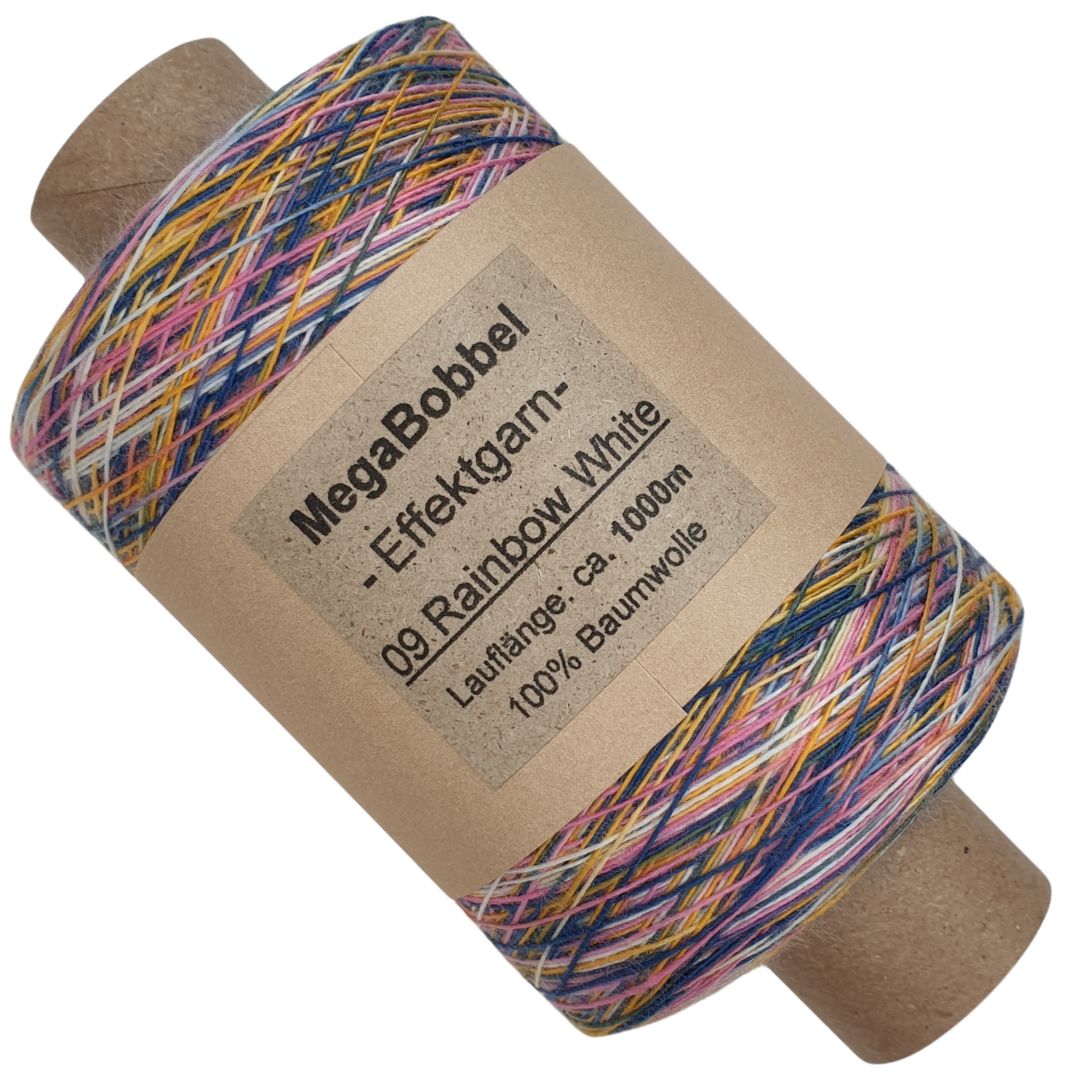 Effektgarn - 09 Rainbow White - (BG83) - 1000m
