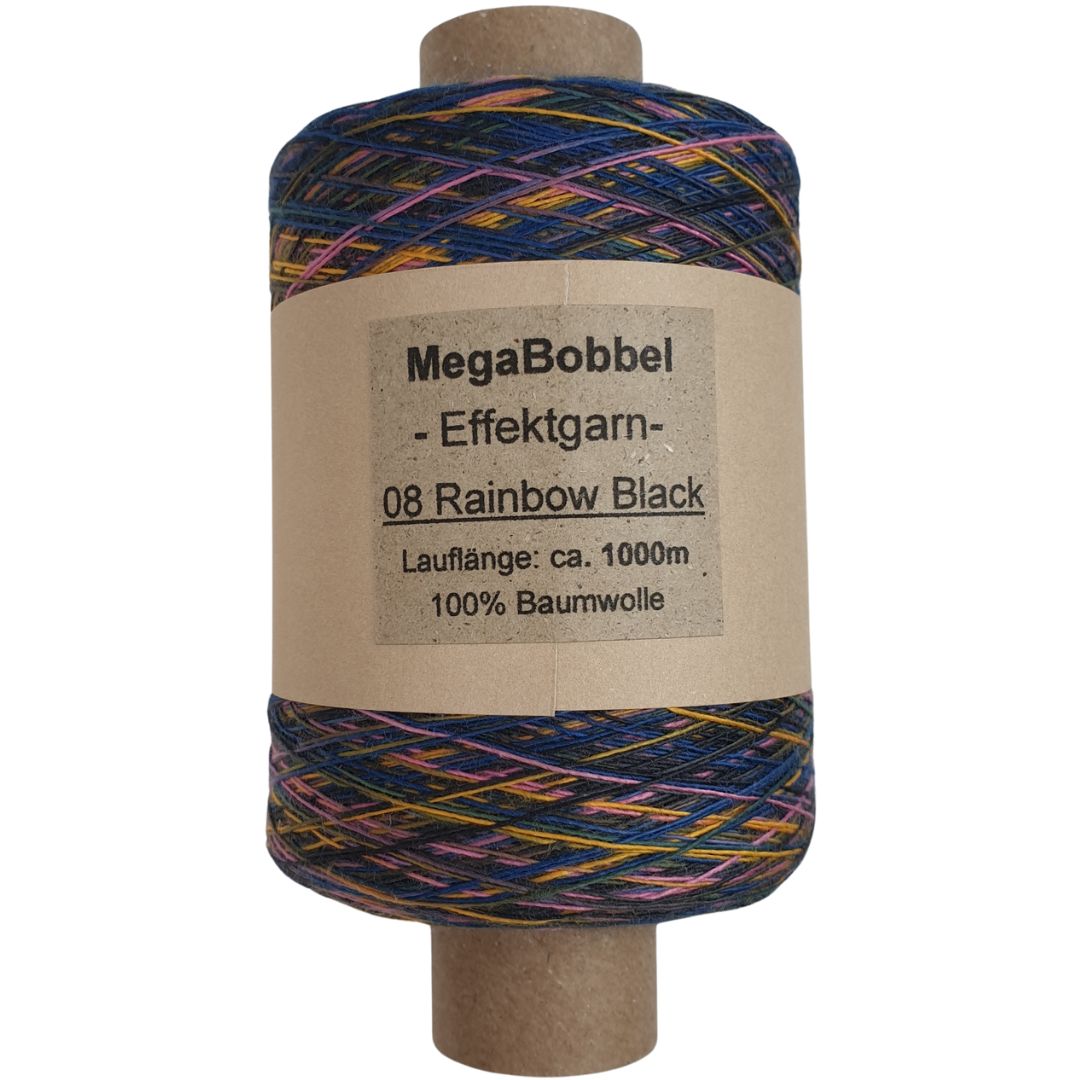 Effektgarn - 08 Rainbow Black - (BG8) - 1000m