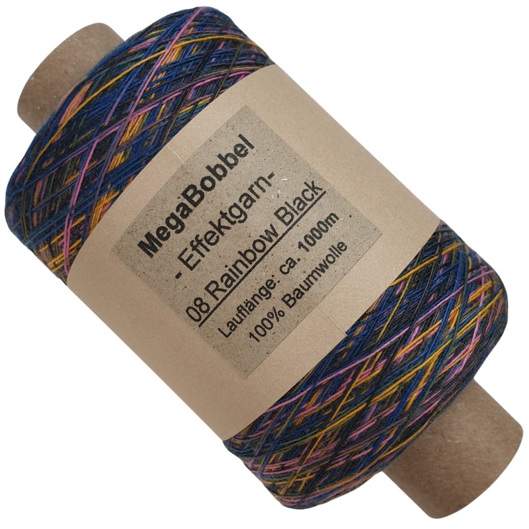 Effektgarn - 08 Rainbow Black - (BG8) - 1000m