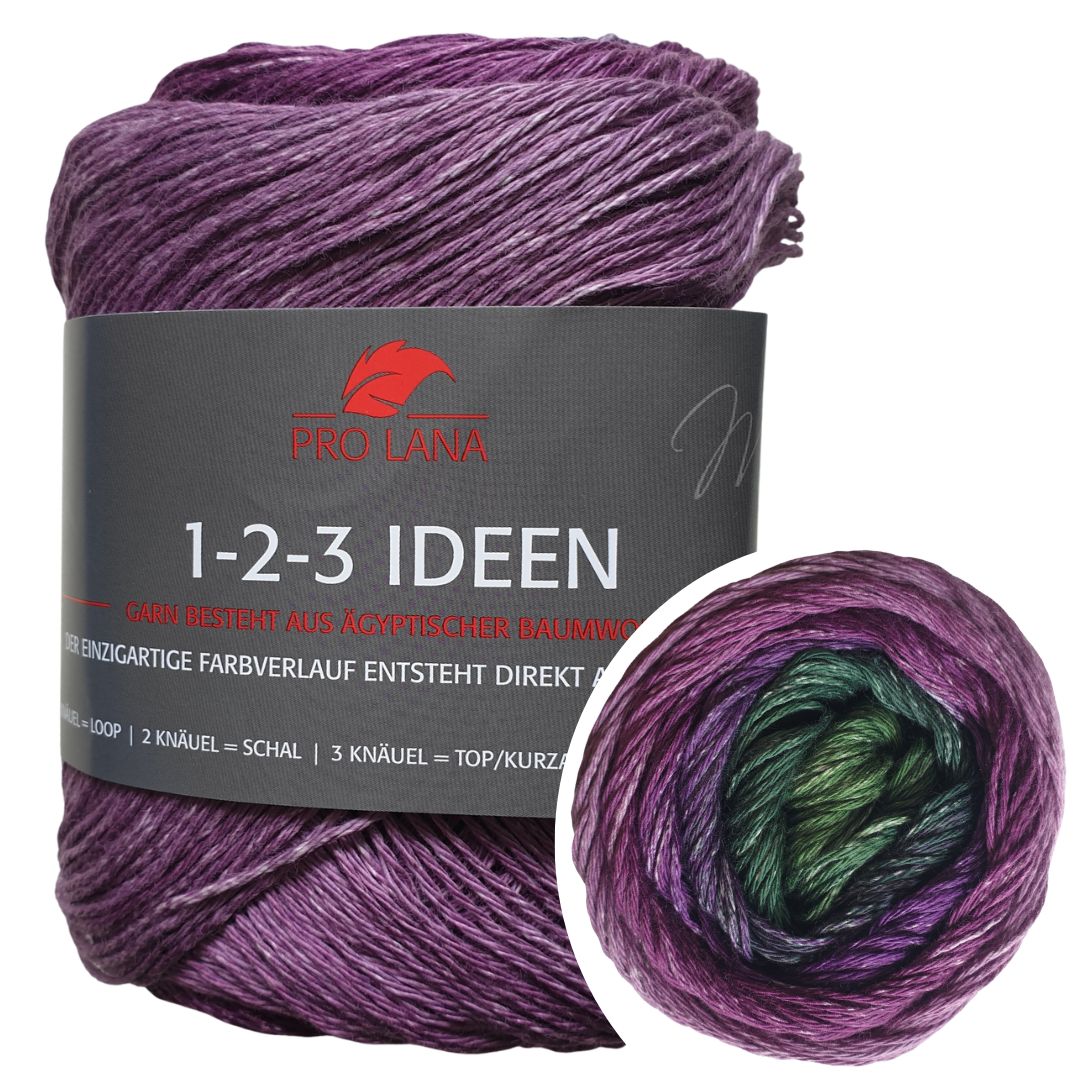 Pro Lana - 1-2-3 IDEEN Farbverlaufsgarn - 35 oleander - 100% Baumwolle