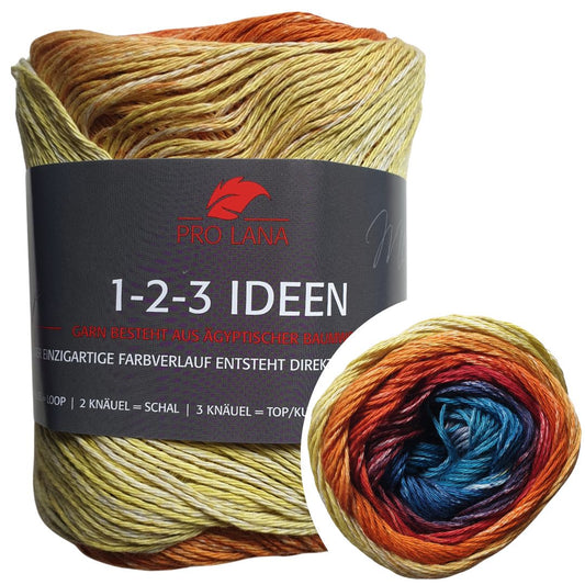 Pro Lana - 1-2-3 IDEEN Farbverlaufsgarn - 37 gelb dunkel - 100% Baumwolle