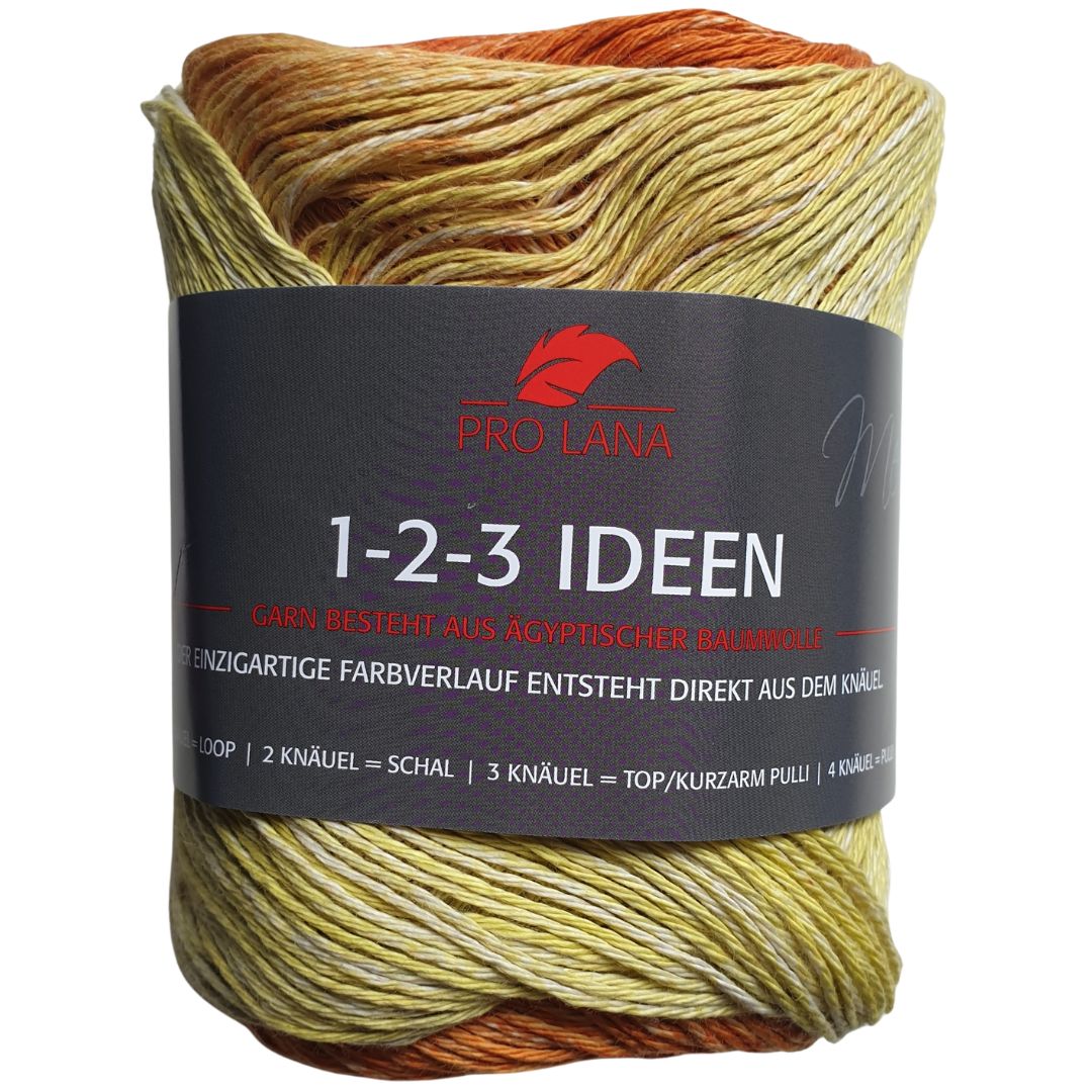 Pro Lana - 1-2-3 IDEEN Farbverlaufsgarn - 37 gelb dunkel - 100% Baumwolle