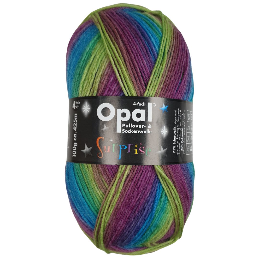 Opal - Surprise kunterbunt oder lila bunt - 100g/425m (4fach)