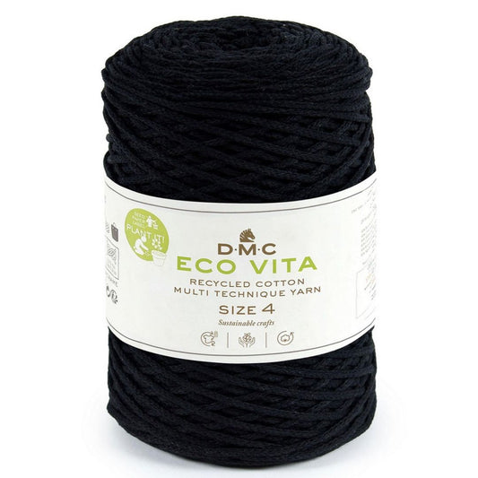 DMC Eco Nova Vita 4 (Einfarbig 250g) - 80% recycelte BW / 20% PES - 72 Schwarz