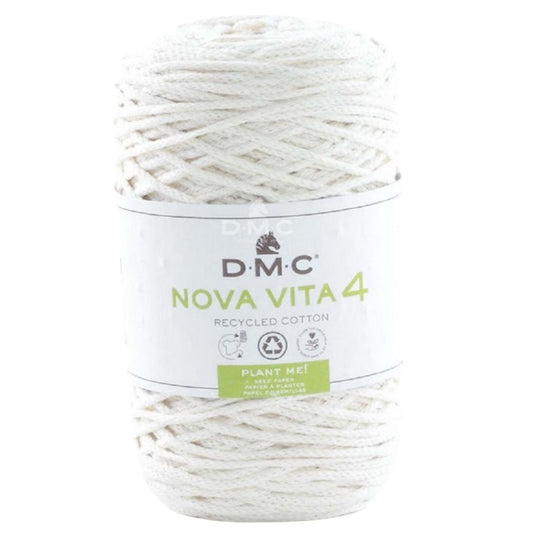 DMC Eco Nova Vita 4 (Einfarbig 250g) - 80% recycelte BW / 20% PES - 01 Creme