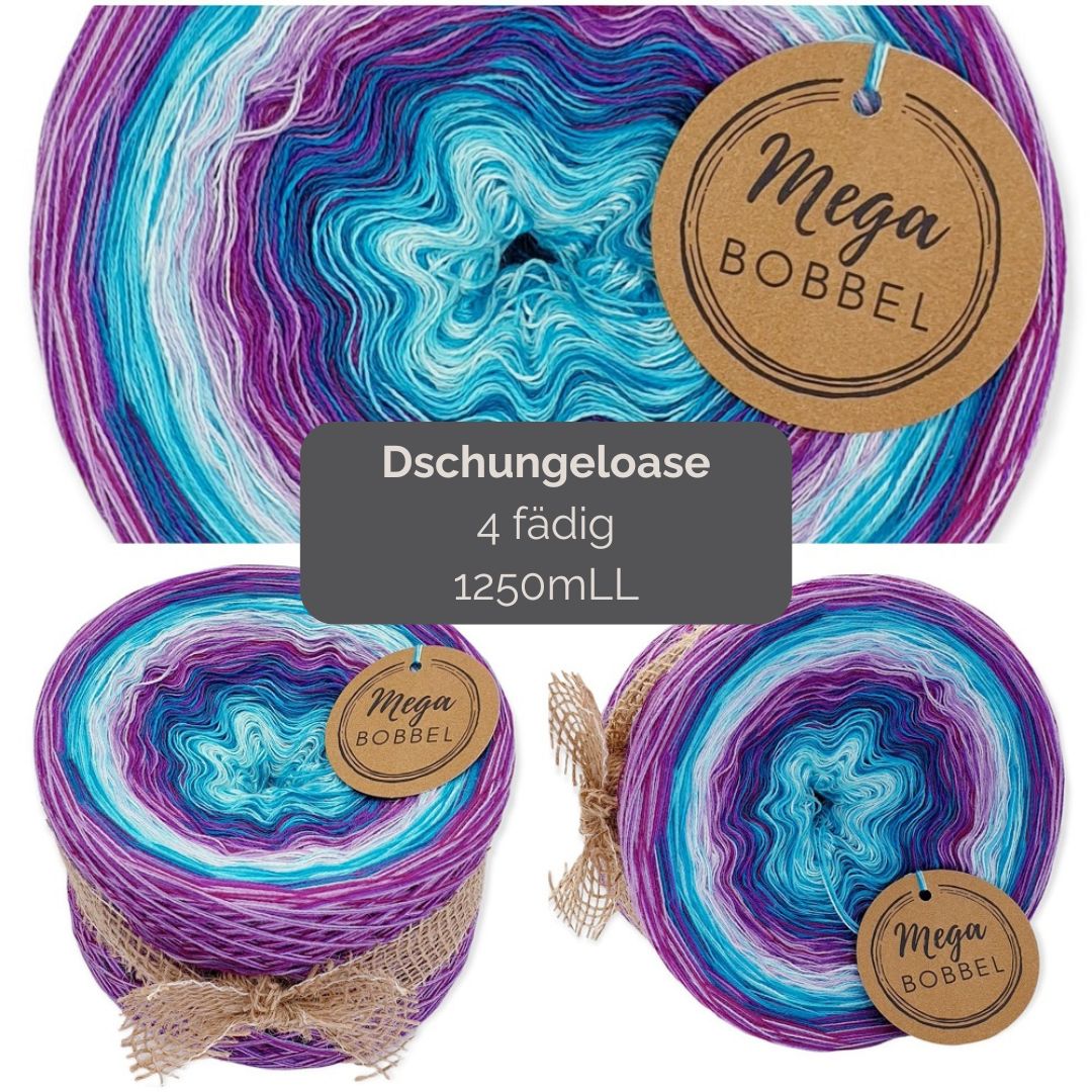 Häkel-Set - MegaBobbel "Traumwelt" (B9) 4fädig-1250m + Video-Anleitung "Tuch Barrock"