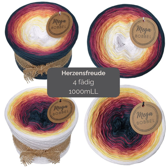 Häkel-Set - MegaBobbel "Herzensfreude" (B245) 4fädig-1000m + Video-Anleitung