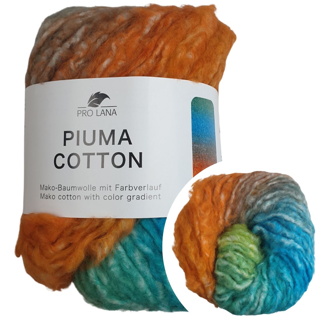 Pro Lana - Piuma cotton - 50g/140m - 01 Orange Blau Gelb