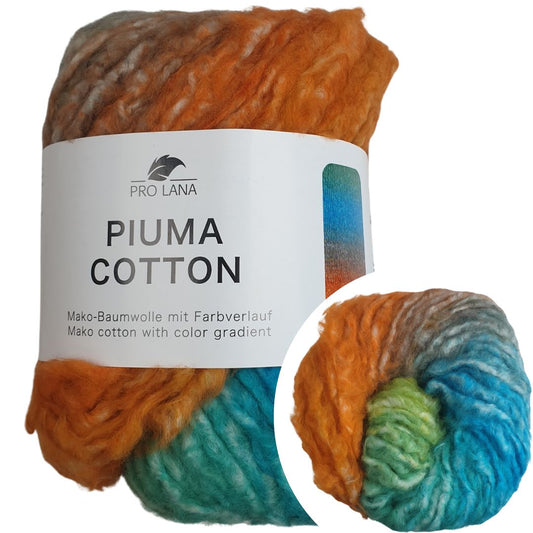 Pro Lana - Piuma cotton - 50g/140m - 01 Orange Blau Gelb