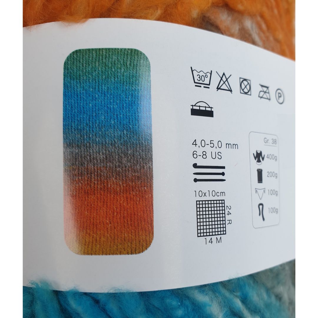 Pro Lana - Piuma cotton - 50g/140m - 01 Orange Blau Gelb