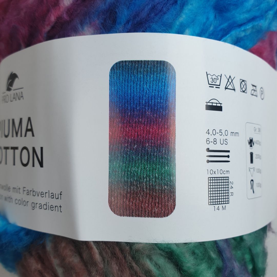 Pro Lana - Piuma cotton - 50g/140m - 02 Grün Pink Blau