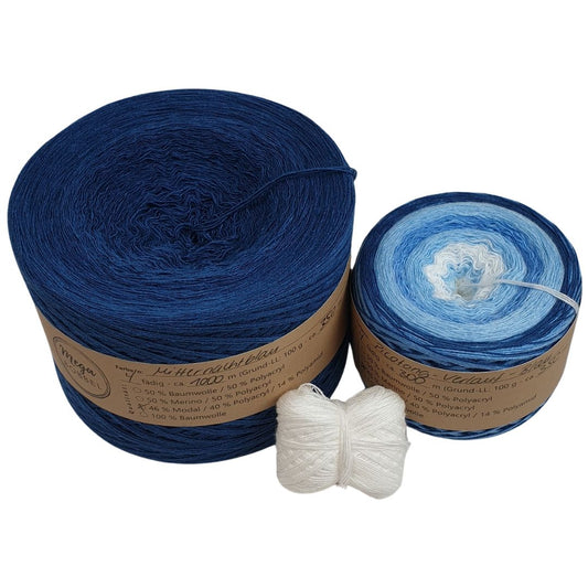 Modalgarn-Set für das Dreieckstuch "Picotong" (ohne Anleitung) - Blautöne