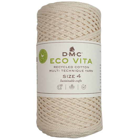 DMC Eco Nova Vita 4 (Einfarbig 250g) - 80% recycelte BW / 20% PES - 01 Creme