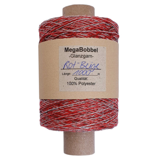 Effektgarn - Rot-Beige - (BG19) - 1000m
