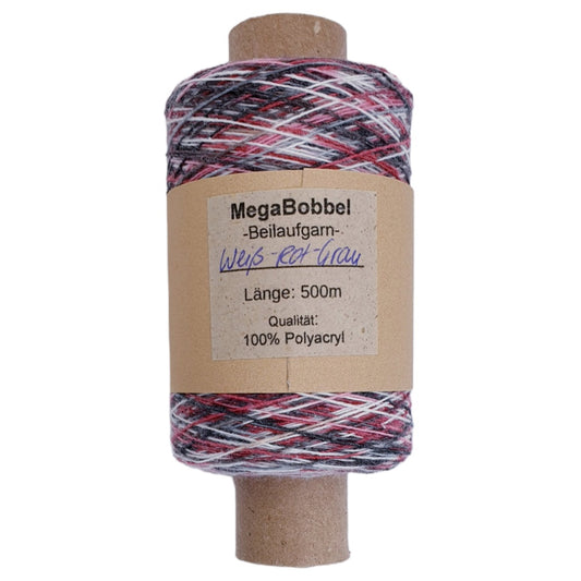 Effektgarn - Weiß-Rot-Grau - (BG35) - 500m